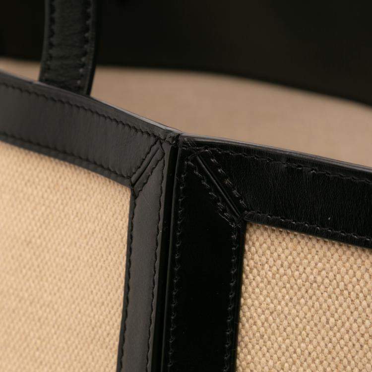 Pre Owned Celine Beige/Black Large Canvas Vertical Square Cabas Tote