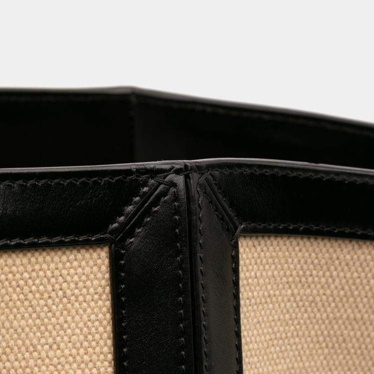 Pre Owned Celine Beige/Black Large Canvas Vertical Square Cabas Tote