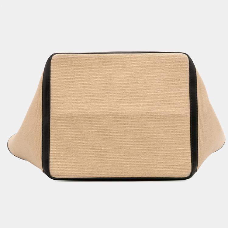 Pre Owned Celine Beige/Black Large Canvas Vertical Square Cabas Tote