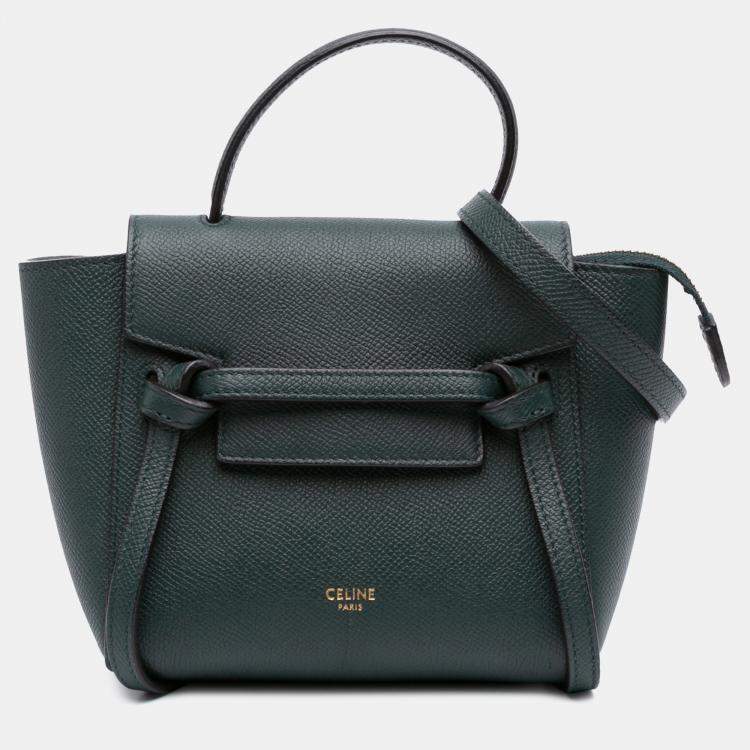 Pre Owned Celine Green Pico Grained Calfskin Belt Bag