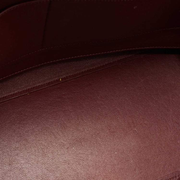 Pre Owned Celine Burgundy/Red Leather and Suede Medium Trapeze Top Handle Bag