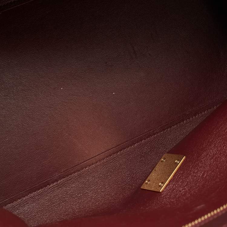 Pre Owned Celine Burgundy/Red Leather and Suede Medium Trapeze Top Handle Bag