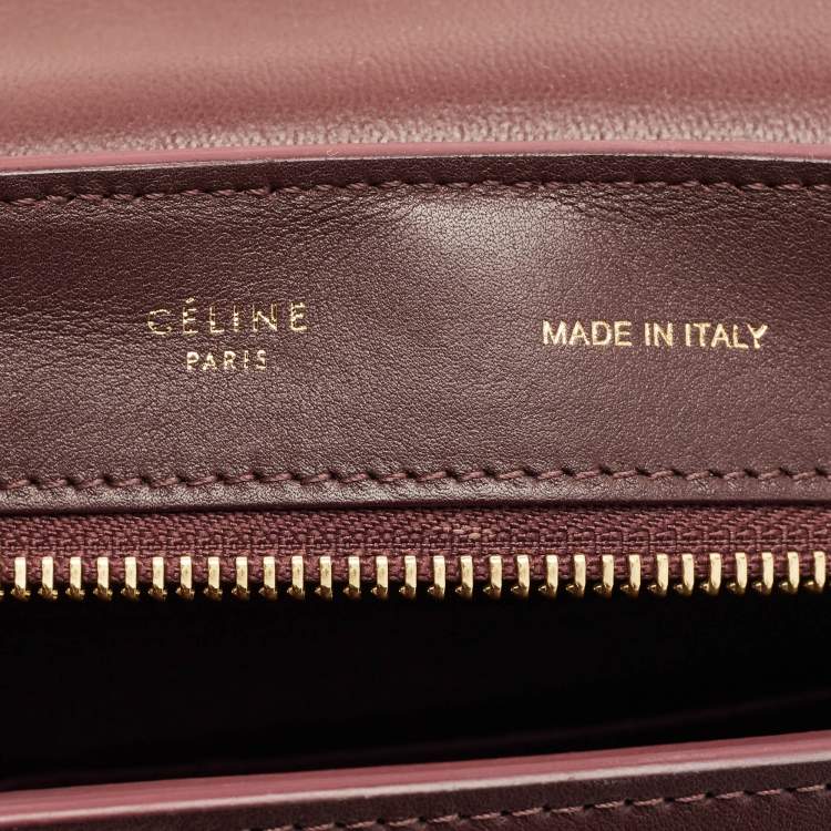 Pre Owned Celine Burgundy/Red Leather and Suede Medium Trapeze Top Handle Bag