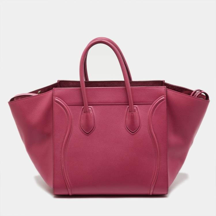 Pre Owned Celine Fuchsia Leather Medium Phantom Luggage Tote