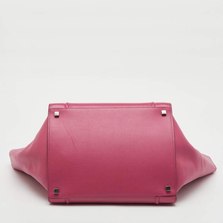 Pre Owned Celine Fuchsia Leather Medium Phantom Luggage Tote