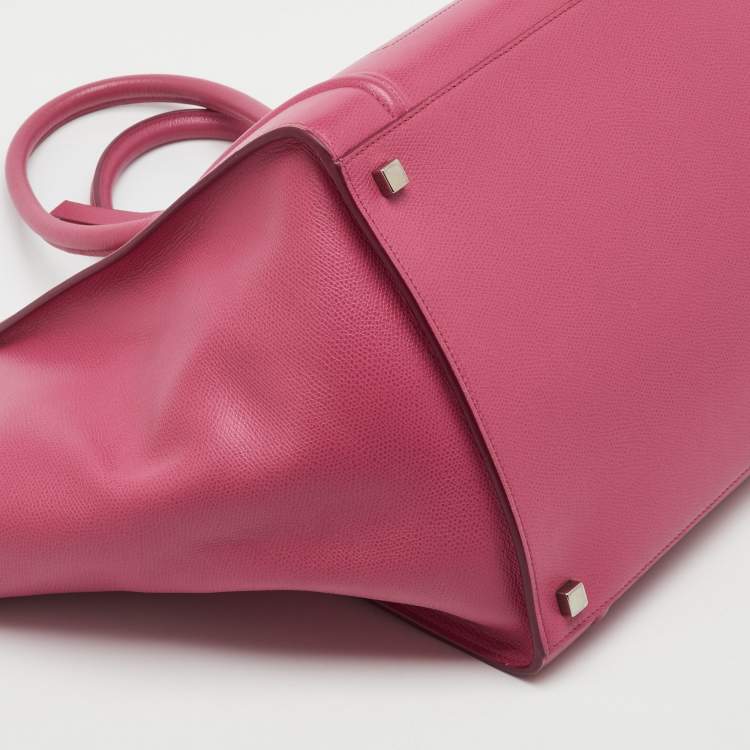 Pre Owned Celine Fuchsia Leather Medium Phantom Luggage Tote