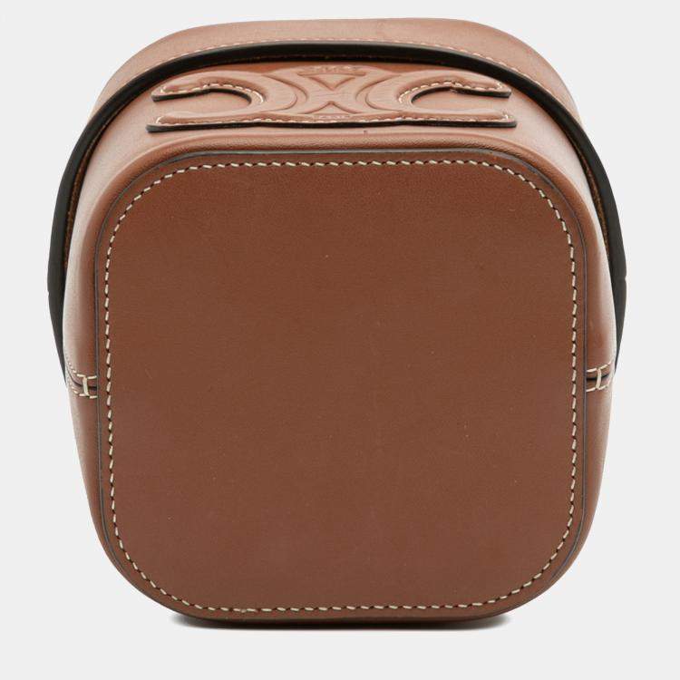 Pre Owned Celine Brown Small Calfskin Cuir Triomphe Box Bag