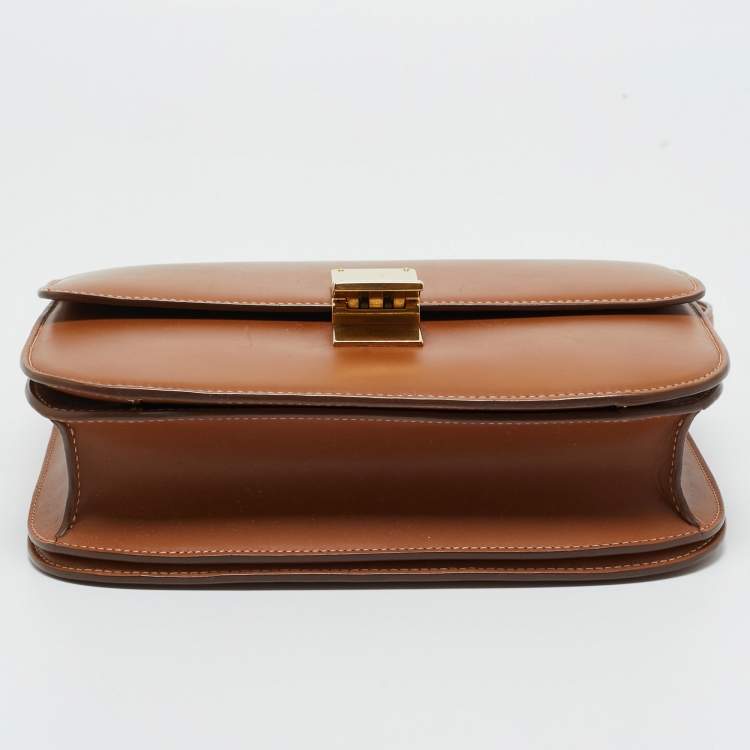 Pre Owned Celine Brown Leather Medium Classic Box Shoulder Bag