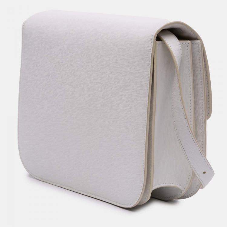 Pre Owned Celine White Medium Calfskin Classic Box