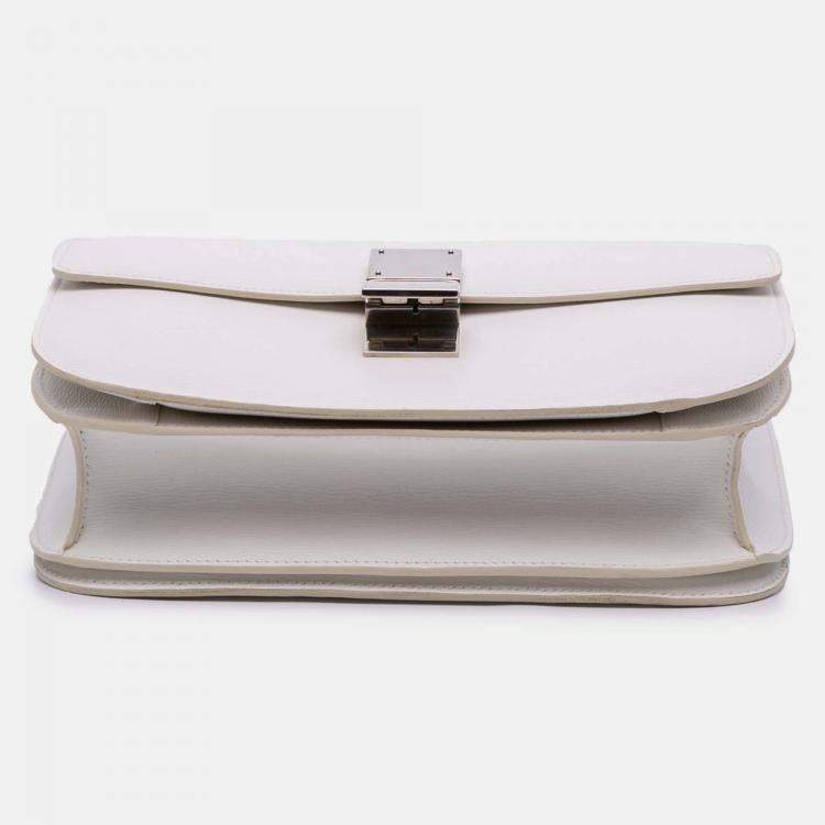Pre Owned Celine White Medium Calfskin Classic Box