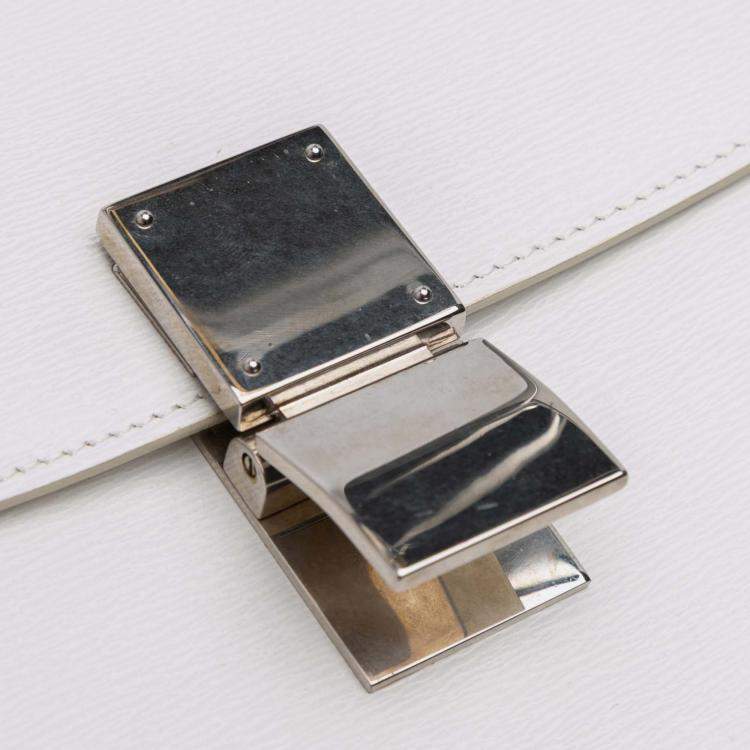 Pre Owned Celine White Medium Calfskin Classic Box