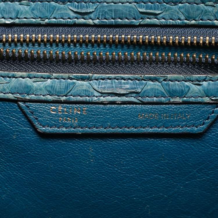 Pre Owned Celine Light Blue Python Micro Luggage Tote