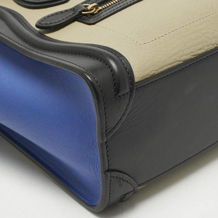 Pre Owned Celine Tricolor Leather Nano Luggage Tote