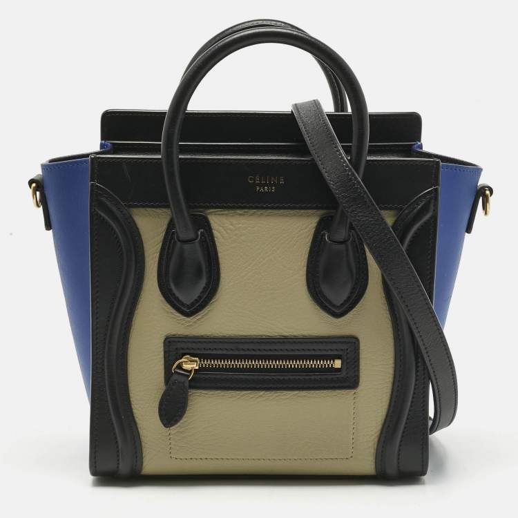 Pre Owned Celine Tricolor Leather Nano Luggage Tote