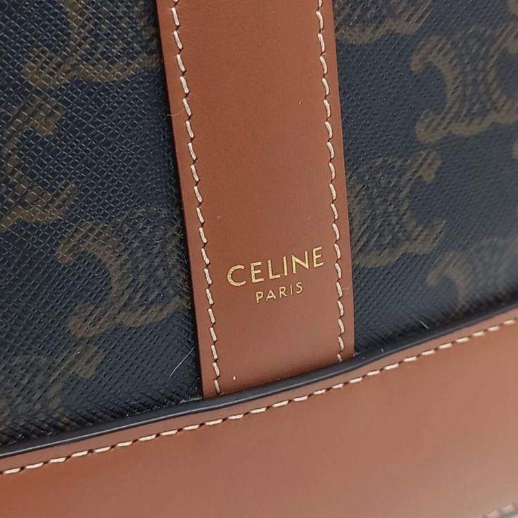 Pre Owned Celine Brown Canvas and Leather Celine Brown Triumph Bucket Bag