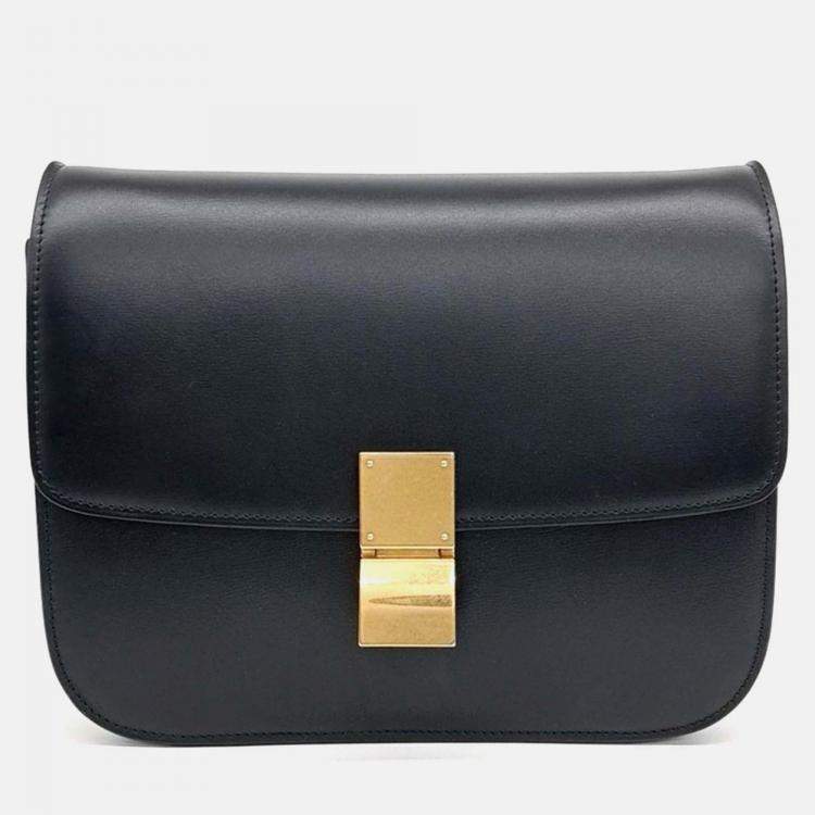 Pre Owned Celine Black Leather Classic Box Medium