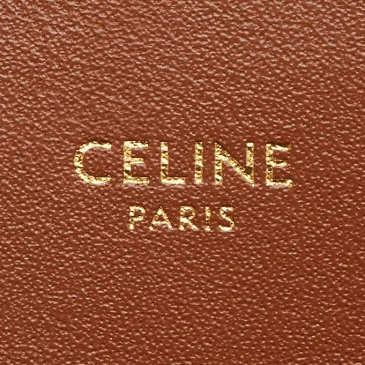 Pre Owned Celine Beige/Tan Canvas and Leather Triomphe Shoulder Bag