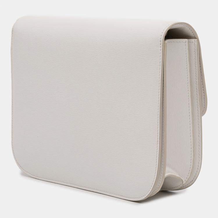 Pre Owned Celine White Medium Calfskin Classic Box