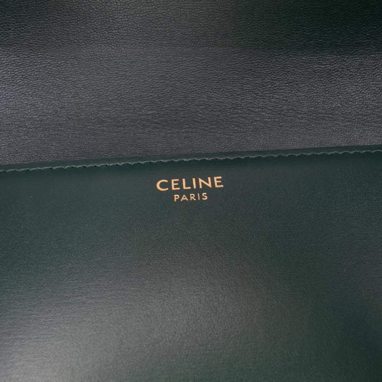Pre Owned Celine Green Classique Shiny Calfskin Triomphe Crossbody