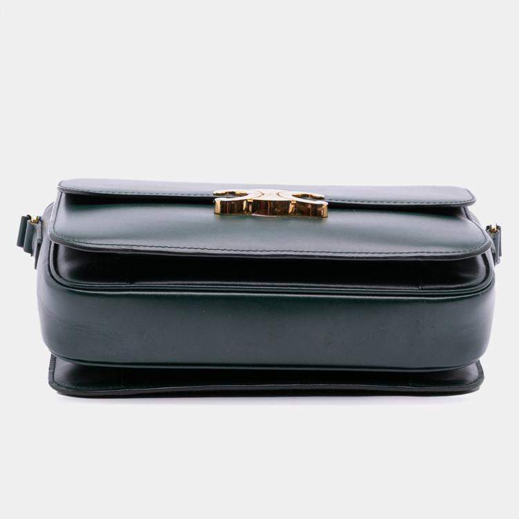 Pre Owned Celine Green Classique Shiny Calfskin Triomphe Crossbody