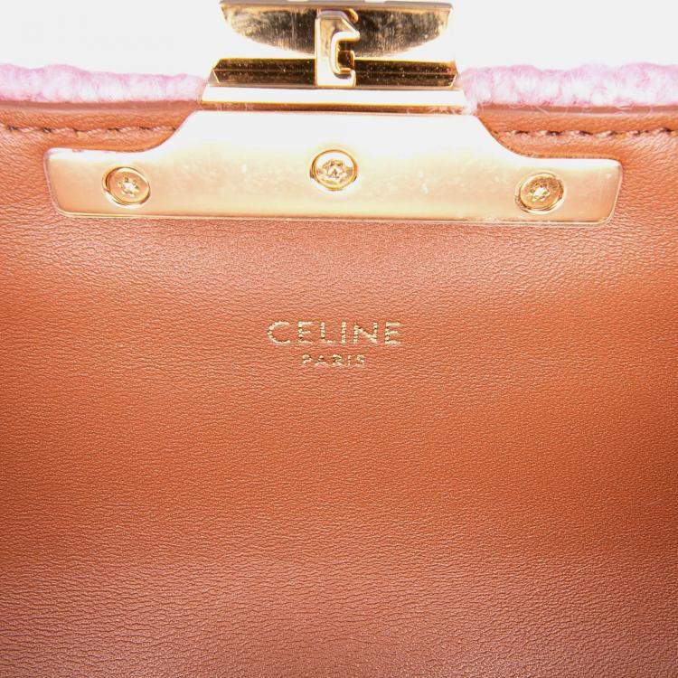 Pre Owned Celine Pink Tweed Claude Chain Shoulder Bag