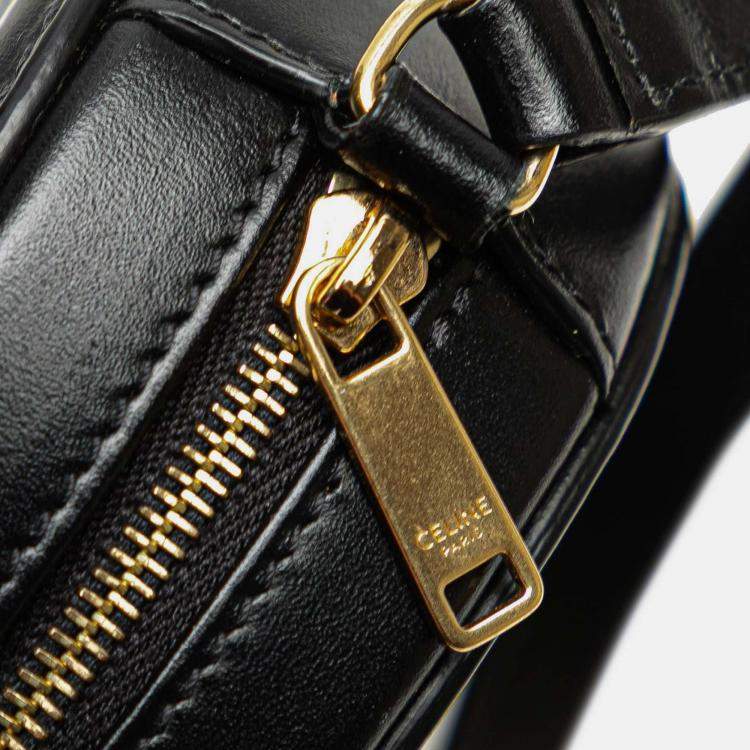Pre Owned Celine Small Calfskin Black Cuir Triomphe Oval Crossbody