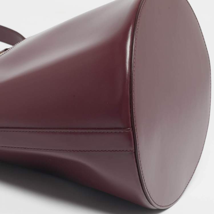 Pre Owned Celine Burgundy Leather Triomphe Maillon Bucket Bag