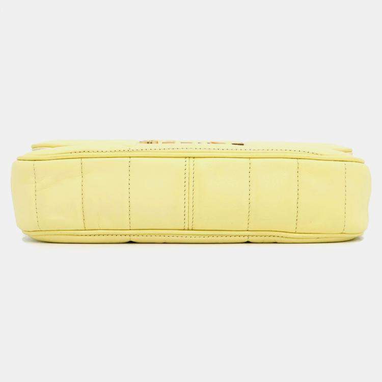 Pre Owned Celine Mono Chrome Yellow Leather Chain Shoulder Bag
