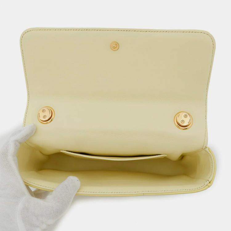 Pre Owned Celine Mono Chrome Yellow Leather Chain Shoulder Bag
