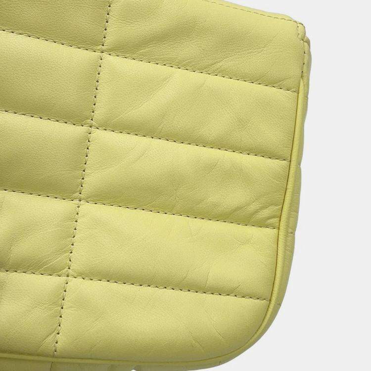 Pre Owned Celine Mono Chrome Yellow Leather Chain Shoulder Bag