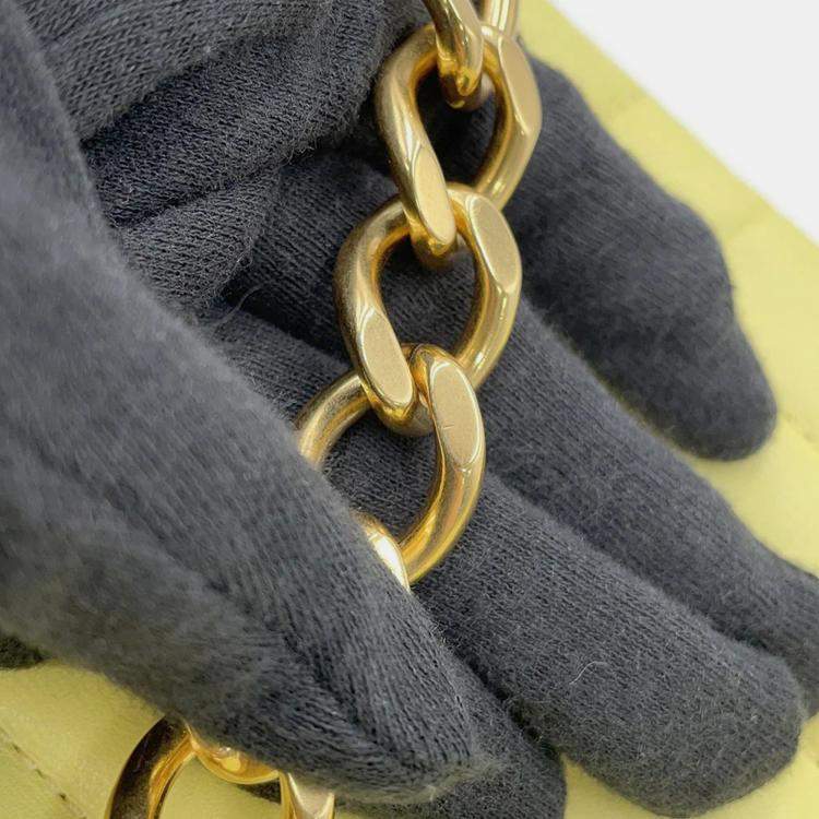 Pre Owned Celine Mono Chrome Yellow Leather Chain Shoulder Bag
