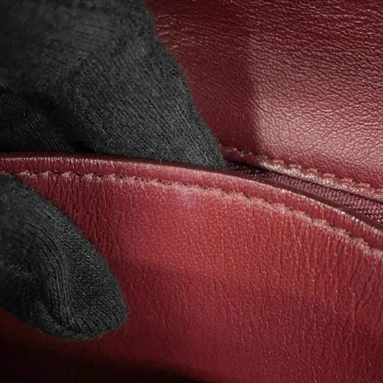 Pre Owned Celine Classic Box Small Bordeaux Leather Shoulder Bag