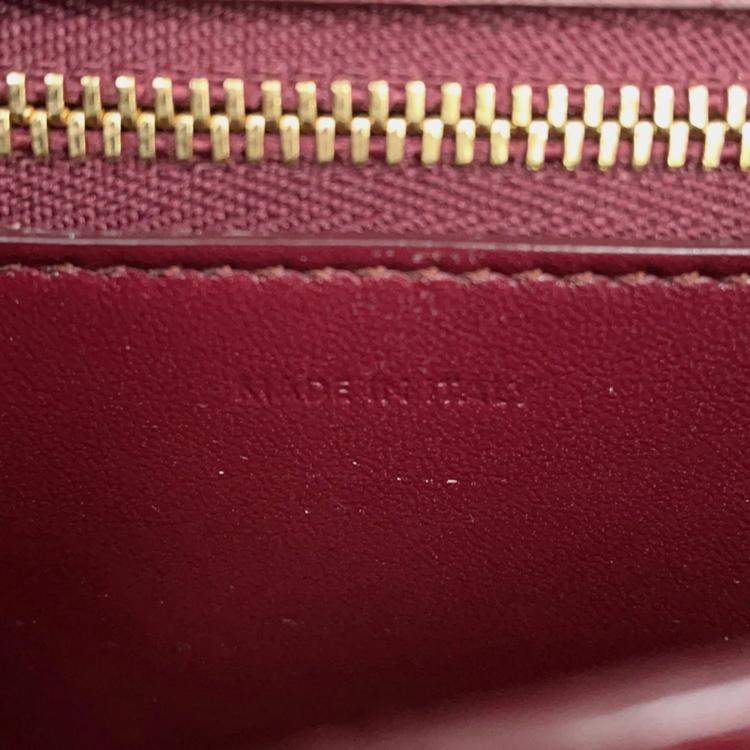 Pre Owned Celine Classic Box Small Bordeaux Leather Shoulder Bag
