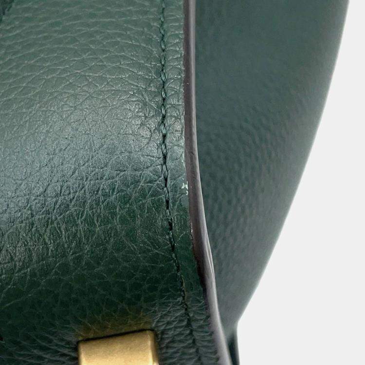 Pre Owned Celine Luggage Shopper Micro Dark Green Leather Handbag