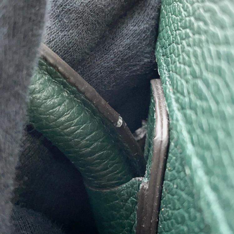 Pre Owned Celine Luggage Shopper Micro Dark Green Leather Handbag