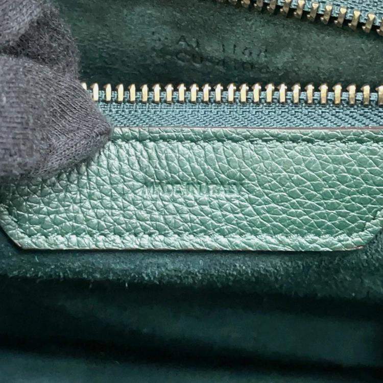 Pre Owned Celine Luggage Shopper Micro Dark Green Leather Handbag