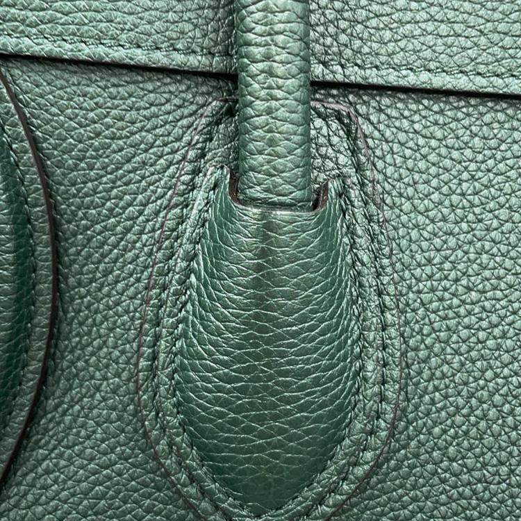Pre Owned Celine Luggage Shopper Micro Dark Green Leather Handbag