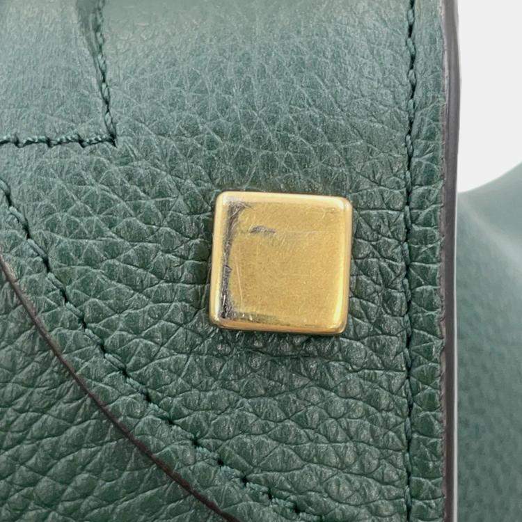 Pre Owned Celine Luggage Shopper Micro Dark Green Leather Handbag