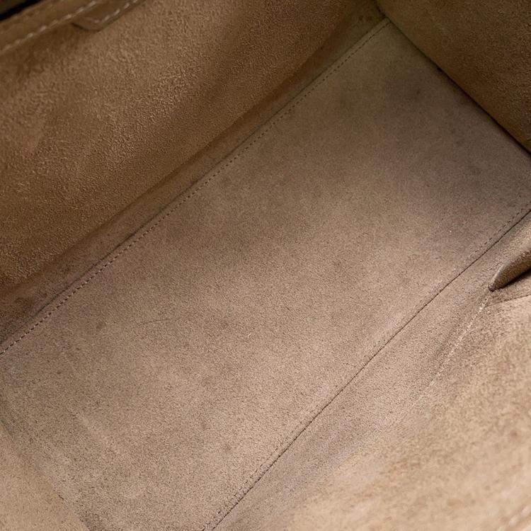 Pre Owned Celine Luggage Shopper Micro Beige Leather Handbag