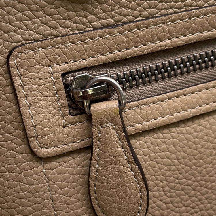 Pre Owned Celine Luggage Shopper Micro Beige Leather Handbag