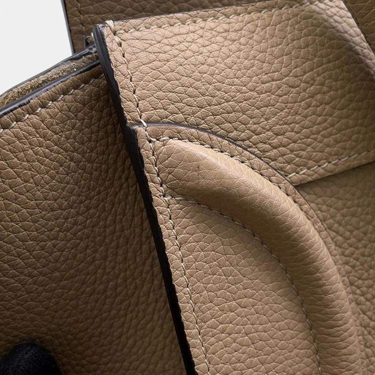 Pre Owned Celine Luggage Shopper Micro Beige Leather Handbag