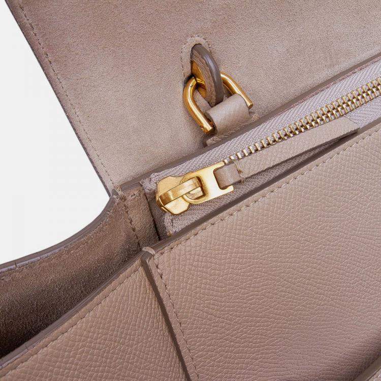 Pre Owned Celine Beige Brown Mini Grained Calfskin Belt Bag
