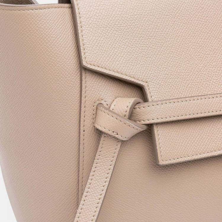 Pre Owned Celine Beige Brown Mini Grained Calfskin Belt Bag