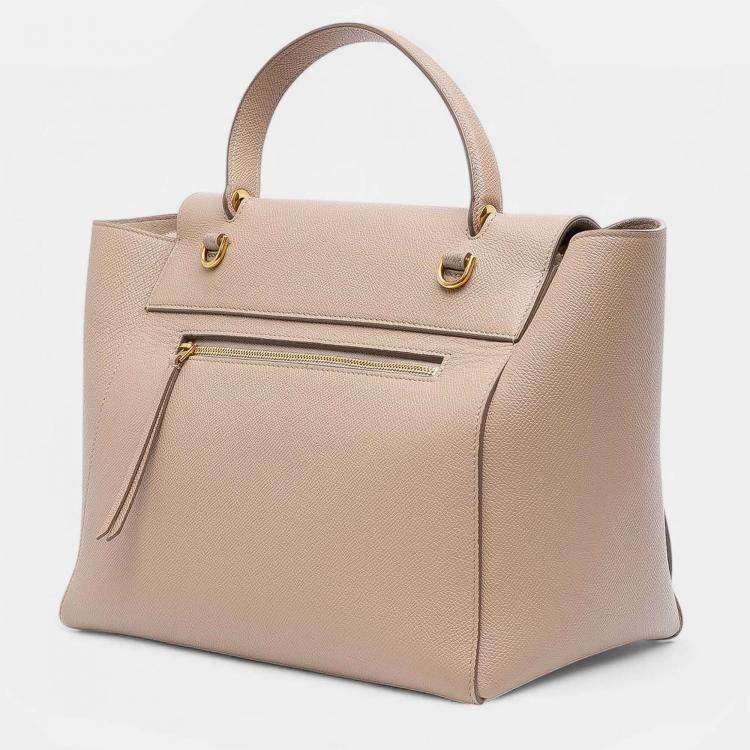 Pre Owned Celine Beige Brown Mini Grained Calfskin Belt Bag