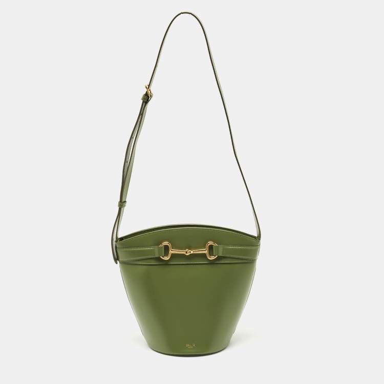 Pre Owned Celine Green Leather Crecy Bucket Bag