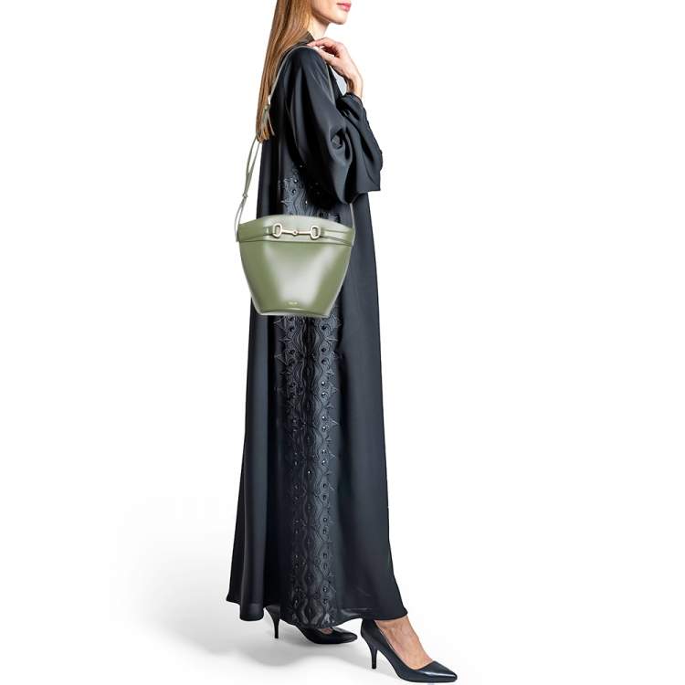 Pre Owned Celine Green Leather Crecy Bucket Bag