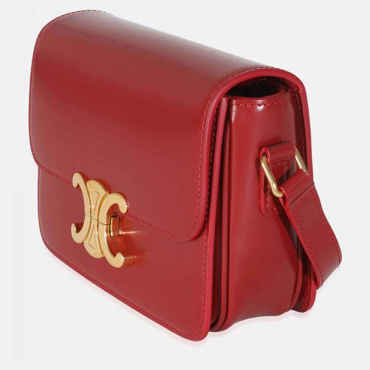 Pre Owned Celine Carmin Shiny Calfskin Teen Triomphe Bag