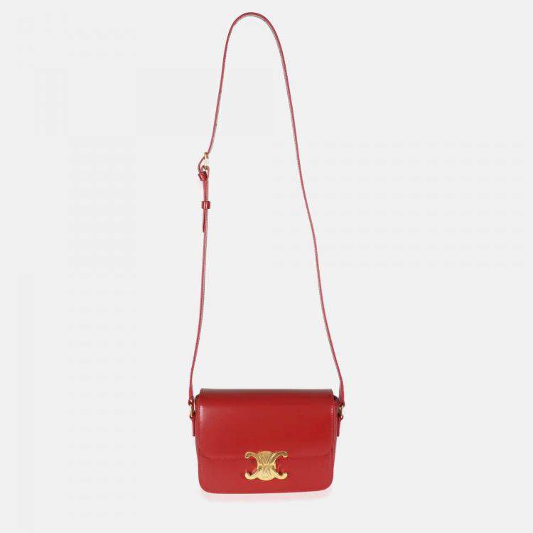 Pre Owned Celine Carmin Shiny Calfskin Teen Triomphe Bag