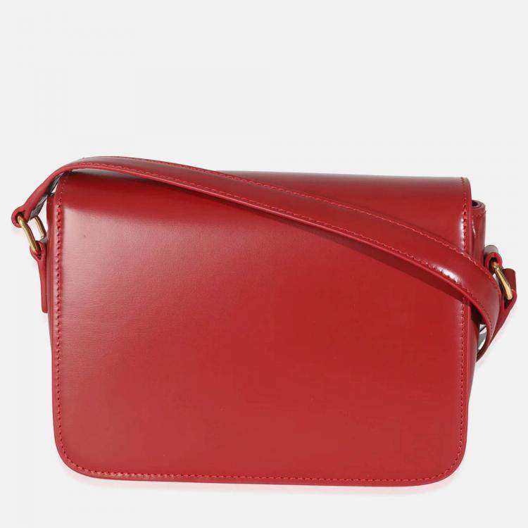 Pre Owned Celine Carmin Shiny Calfskin Teen Triomphe Bag