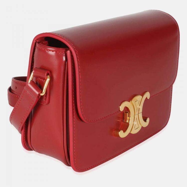 Pre Owned Celine Carmin Shiny Calfskin Teen Triomphe Bag